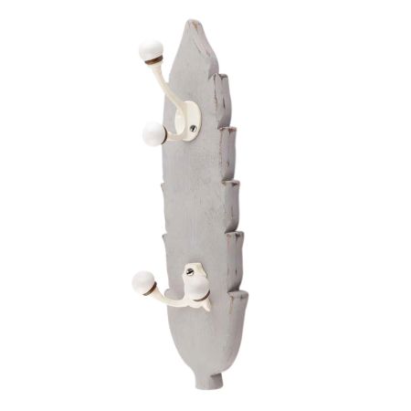 Grey And Cream Double Loop Ceramic Iron Wooden Hooks